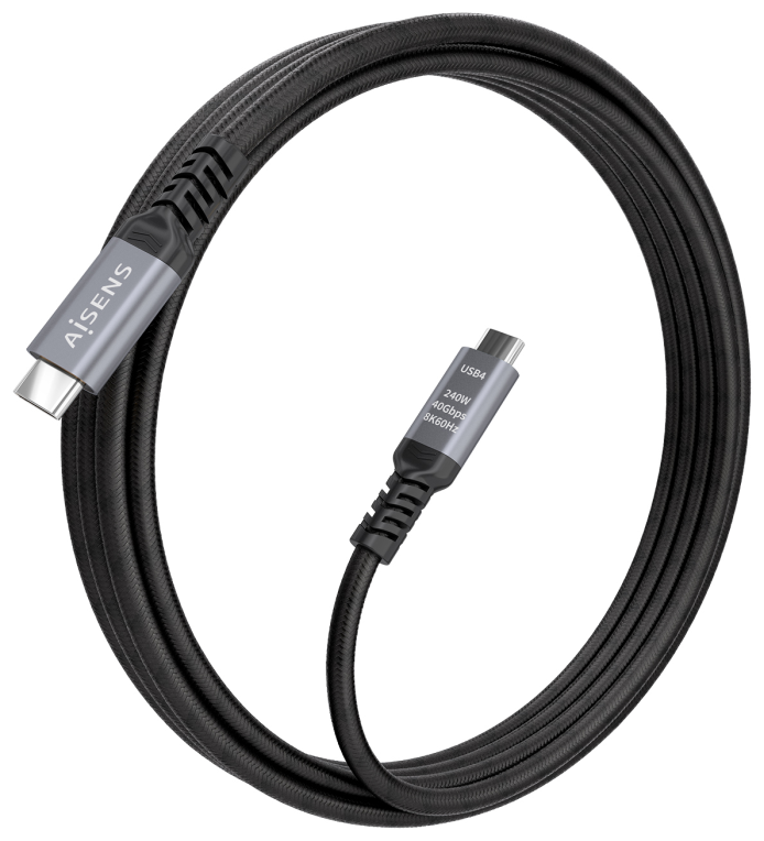 CABLE USB4 AISENS GEN3x2 40GBPS 8K60HZ 5A 48V 240W E-MARK C/M-C/M 2.0M - detalle