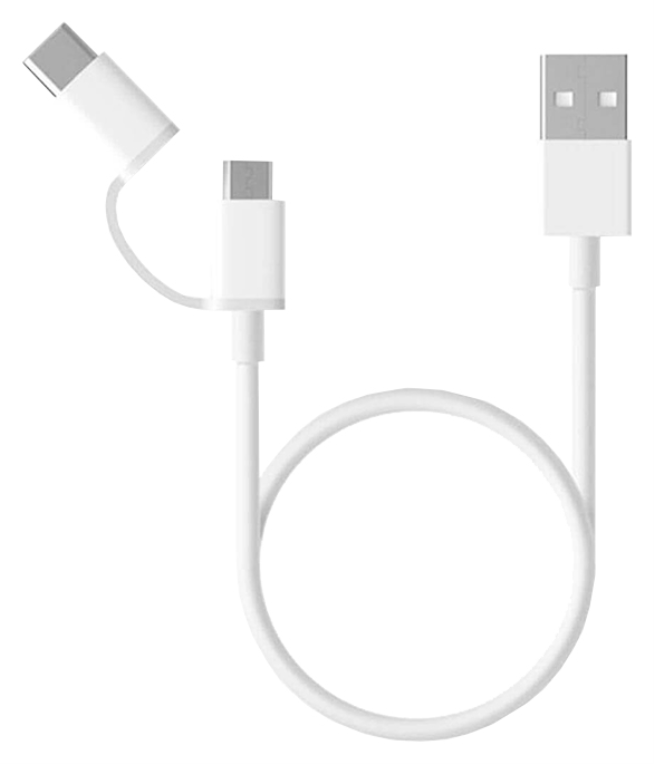 CABLE XIAOMI MI 2-IN-1 MICRO USB-C BLANCO 1M