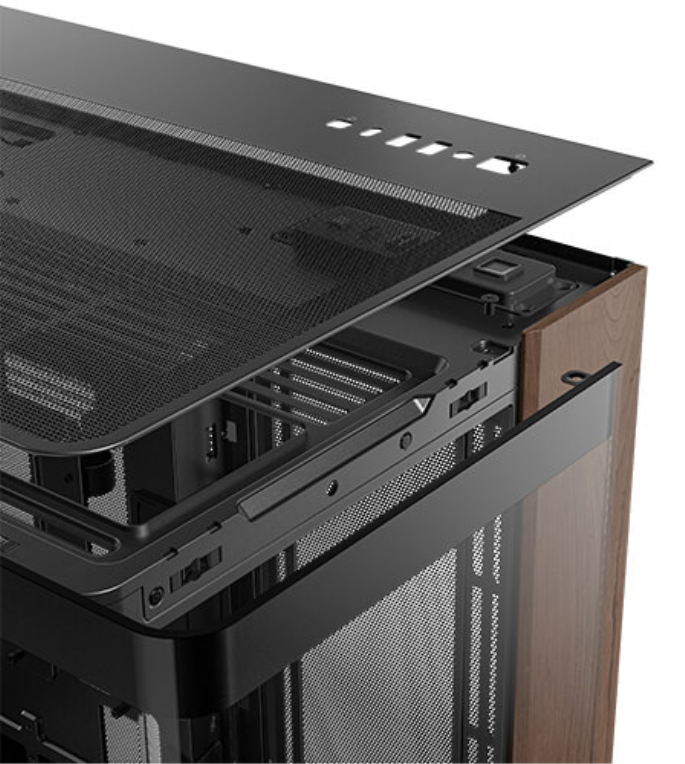 CAJA ANTEC C8 CURVE WOOD E-ATX NEGRO 2XVENT 160 MM 1X140MM 2XUSB SN FUENTE - detalle