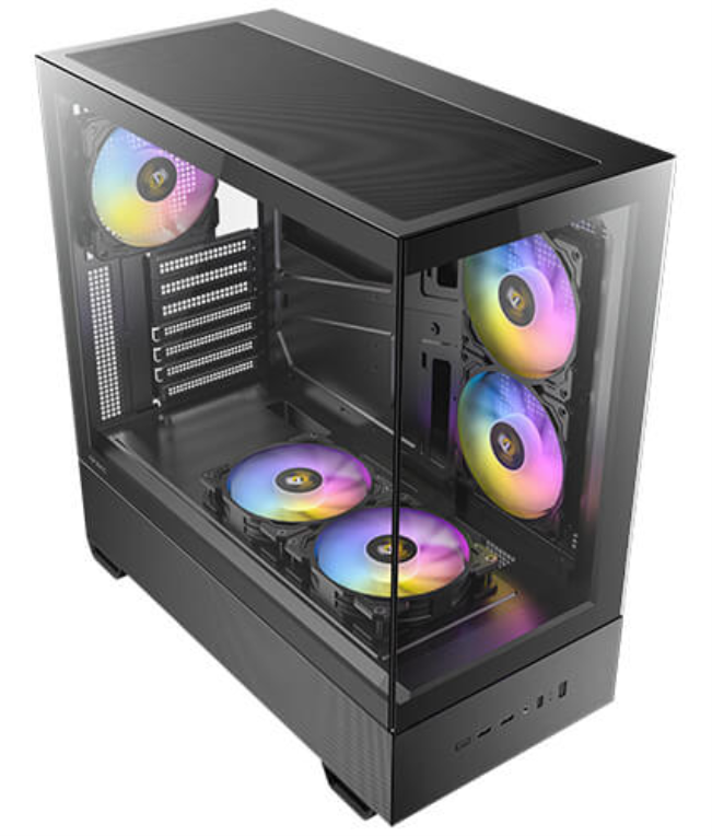 CAJA ANTEC CX705 ARGB MID-TOWER ATX PANORAMICA 270º 5XVENT 120MM PWM - detalle