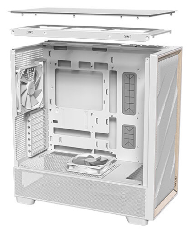 CAJA ANTEC FLUX ATX VENT 3X120MM 1X12OM REVERSE 1X140MM SIN FUENTE BLANCO - detalle