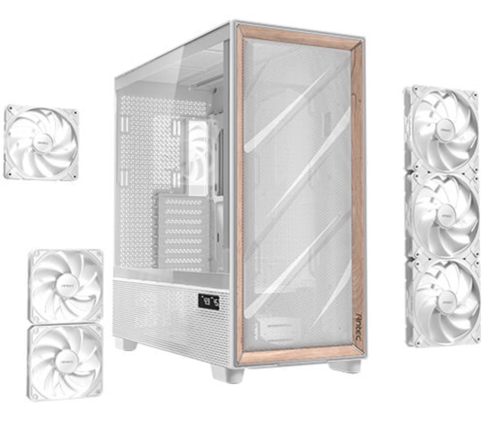 CAJA ANTEC FLUX PRO EUV WOOD ATX 2XUSB3.0 SIN FUENTE BLANCO - detalle