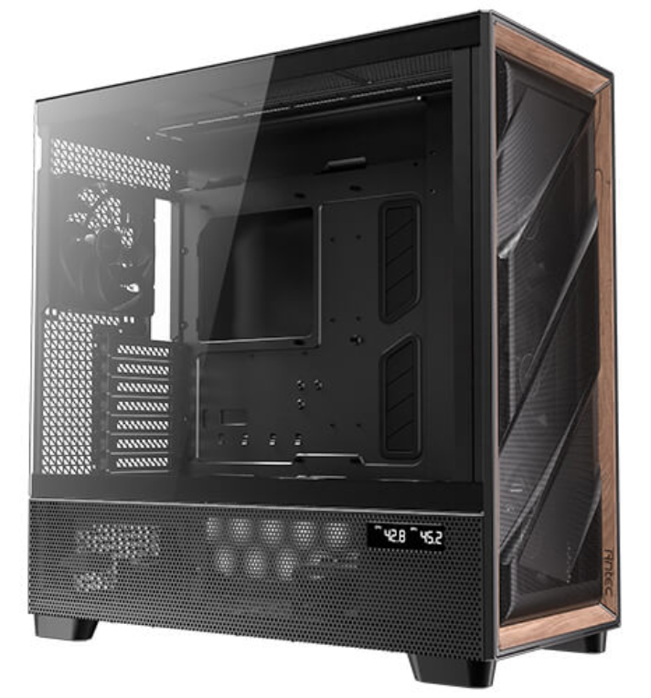 CAJA ANTEC FLUX PRO EUV WOOD ATX 2XUSB3.0 SIN FUENTE NEGRO - detalle