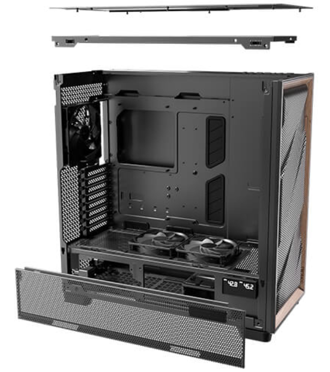 CAJA ANTEC FLUX PRO EUV WOOD ATX 2XUSB3.0 SIN FUENTE NEGRO - detalle