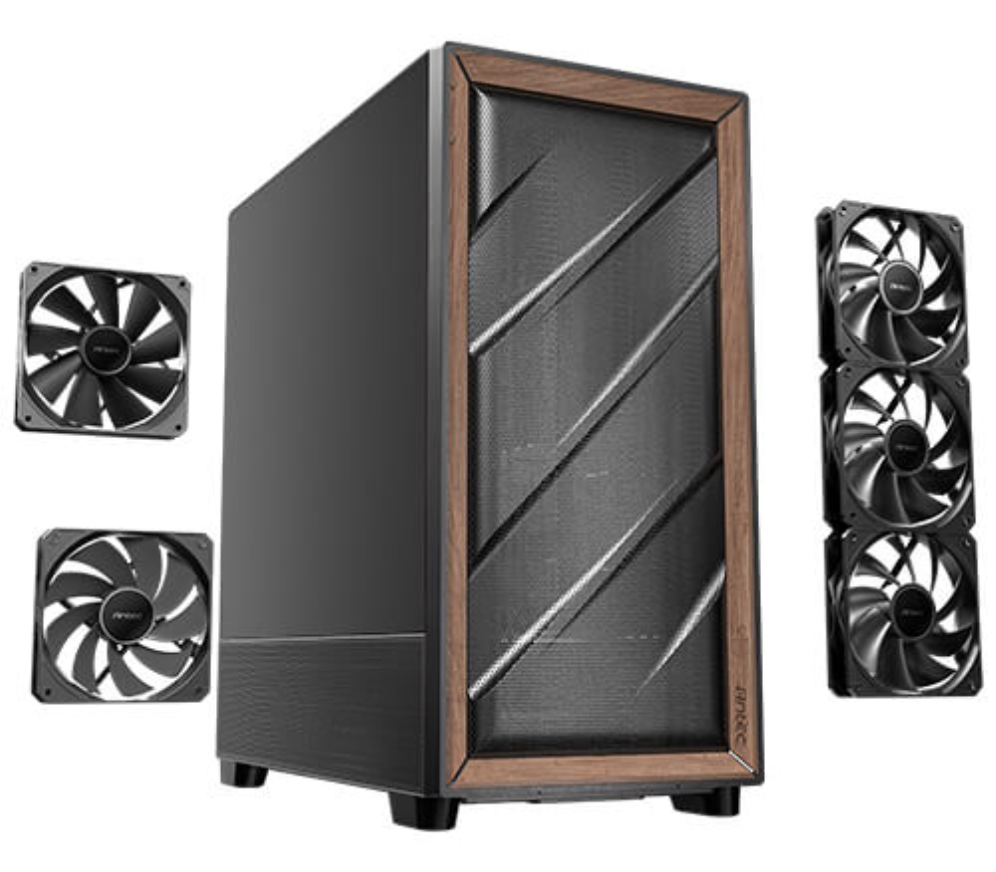 CAJA ANTEC FLUX SE ATX WOOD NEGRO 2XUSB SN FUENTE - detalle