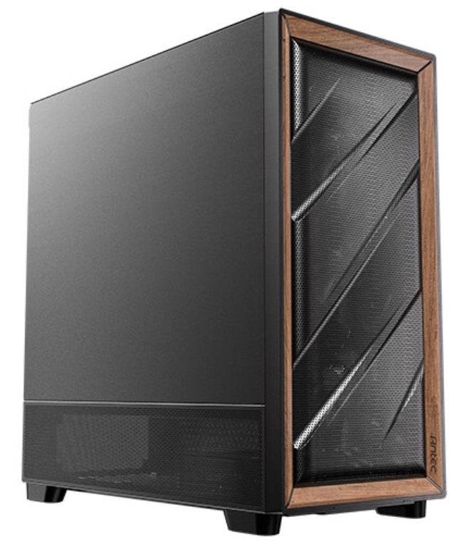 CAJA ANTEC FLUX SE ATX WOOD NEGRO 2XUSB SN FUENTE - detalle