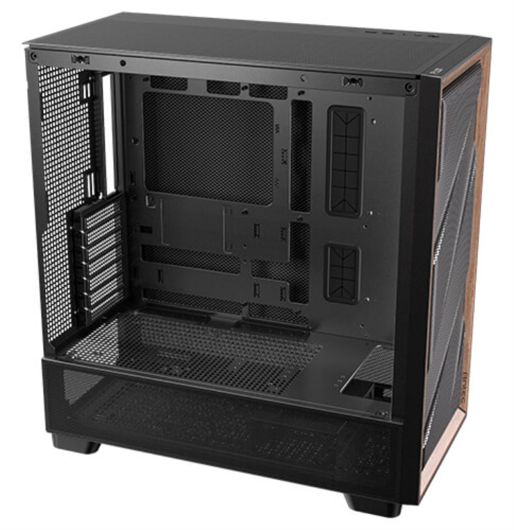 CAJA ANTEC FLUX SE ATX WOOD NEGRO 2XUSB SN FUENTE - detalle