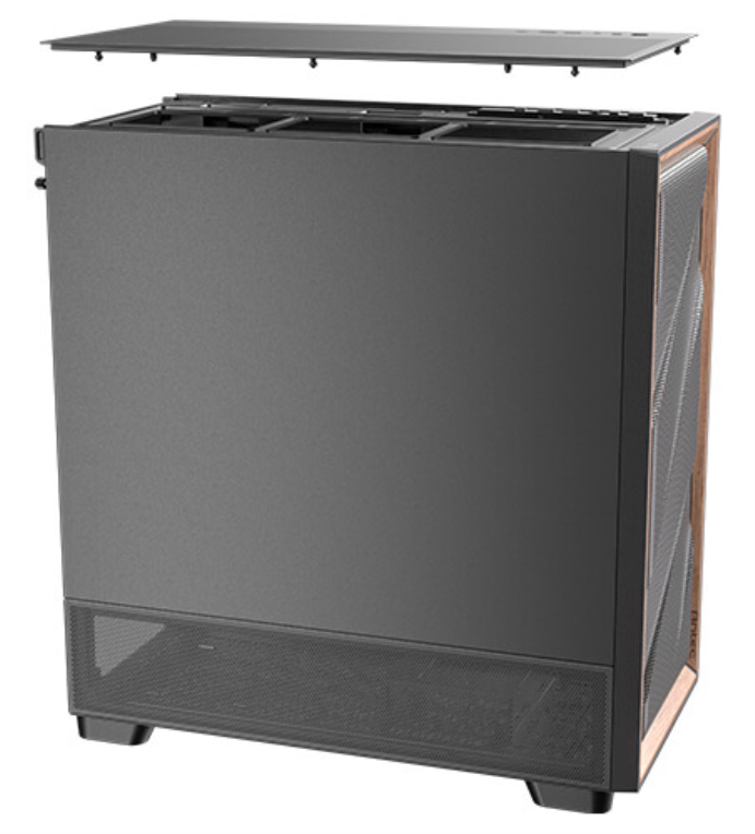 CAJA ANTEC FLUX SE ATX WOOD NEGRO 2XUSB SN FUENTE - detalle