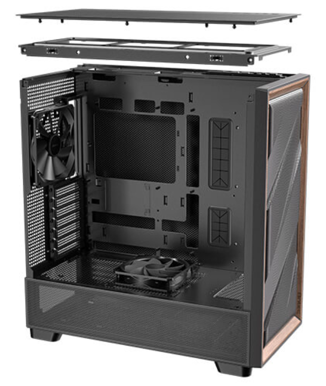 CAJA ANTEC FLUX SE ATX WOOD NEGRO 2XUSB SN FUENTE - detalle