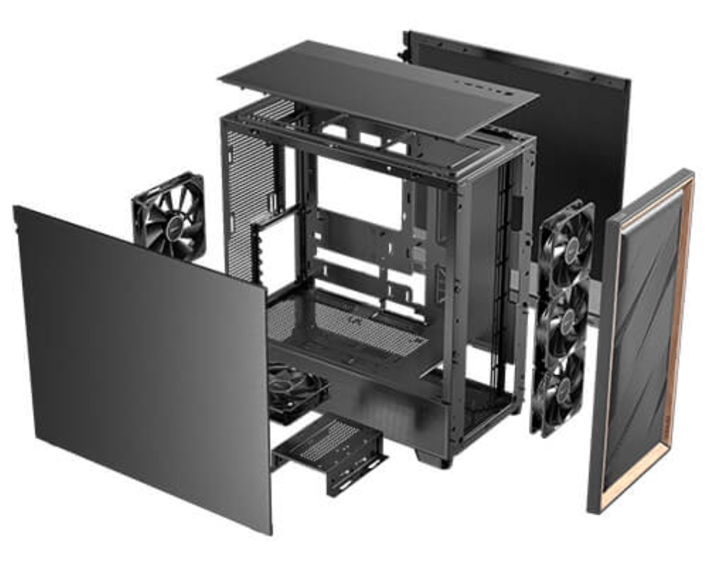 CAJA ANTEC FLUX SE ATX WOOD NEGRO 2XUSB SN FUENTE - detalle