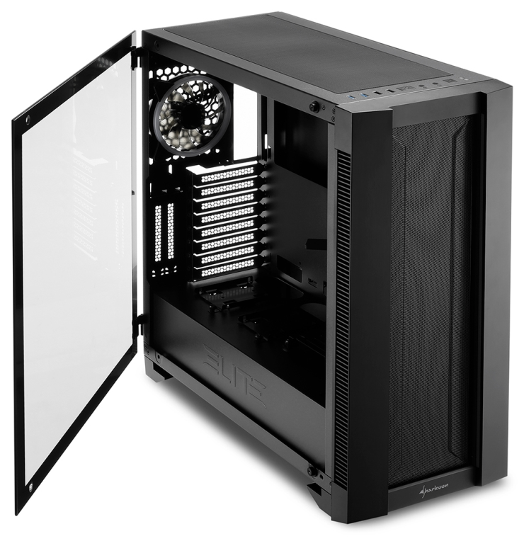 CAJA ATX SHARKOON ELITE SHARK CA200M 2XUSB3.0 SIN FUENTE NEGRO - detalle