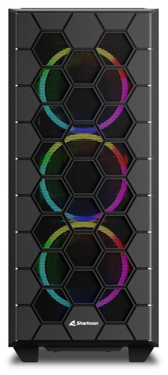 CAJA ATX SHARKOON RGB HEX 2XUSB3.0 SIN FUENTE NEGRO - detalle