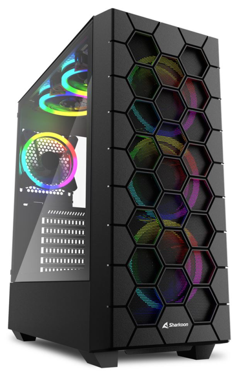 CAJA ATX SHARKOON RGB HEX 2XUSB3.0 SIN FUENTE NEGRO