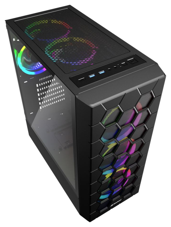 CAJA ATX SHARKOON RGB HEX 2XUSB3.0 SIN FUENTE NEGRO - detalle