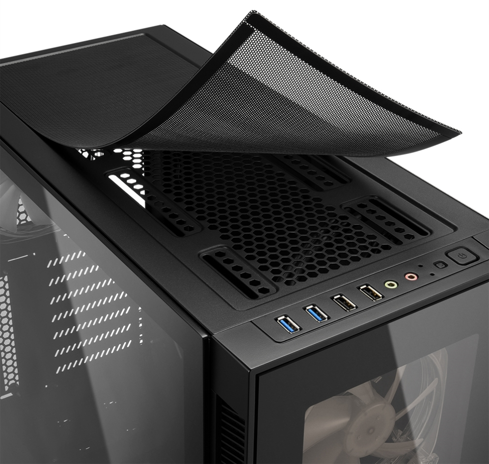 CAJA ATX SHARKOON TG5 PRO 2XUSB3.0 2XUSB2.0 SIN FUENTE RGB NEGRO - detalle