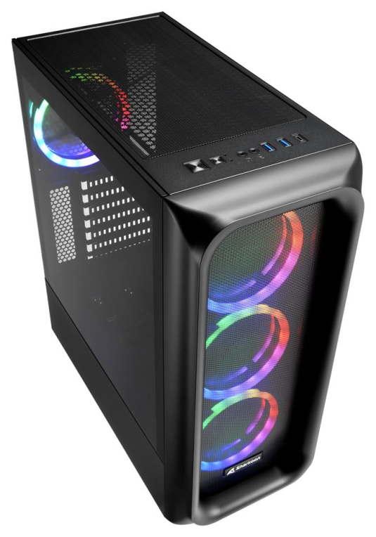 CAJA ATX SHARKOON TK5M RGB 2XUSB3.0 1XUSBtipoC SIN FUENTE NEGRO - detalle