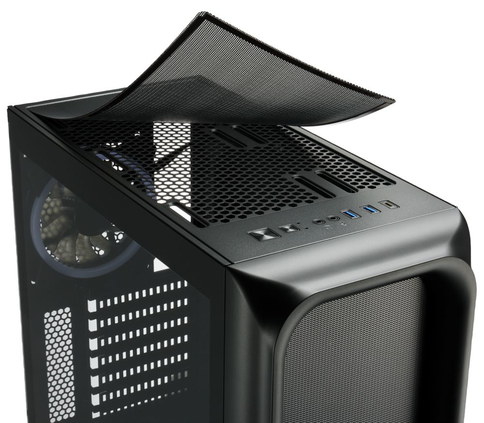 CAJA ATX SHARKOON TK5M RGB 2XUSB3.0 1XUSBtipoC SIN FUENTE NEGRO - detalle