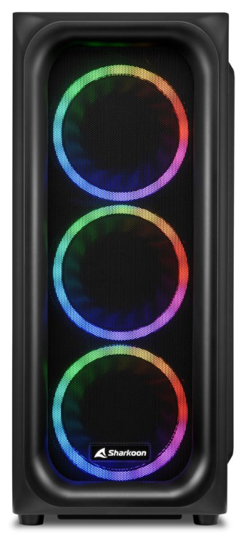CAJA ATX SHARKOON TK5M RGB 2XUSB3.0 1XUSBtipoC SIN FUENTE NEGRO - detalle