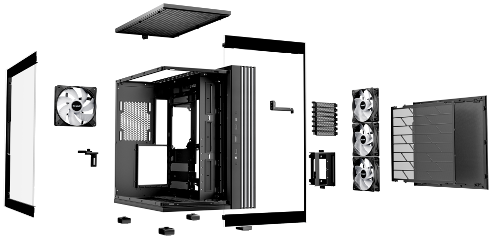 CAJA BEQUIET LIGHT BASE 600 LX ATX 4 VENTX 140MM SIN FUENTE ARGB NEGRO - detalle