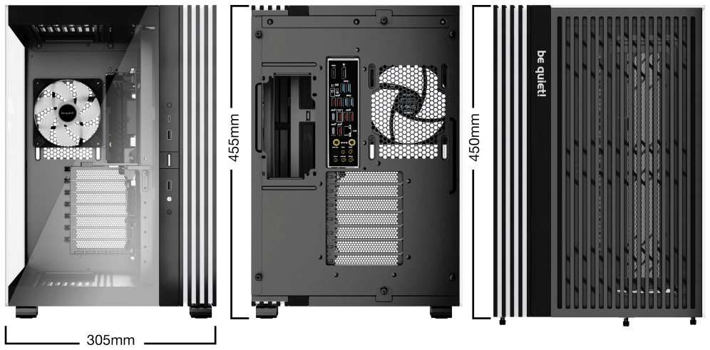 CAJA BEQUIET LIGHT BASE 600 LX ATX 4 VENTX 140MM SIN FUENTE ARGB NEGRO - detalle