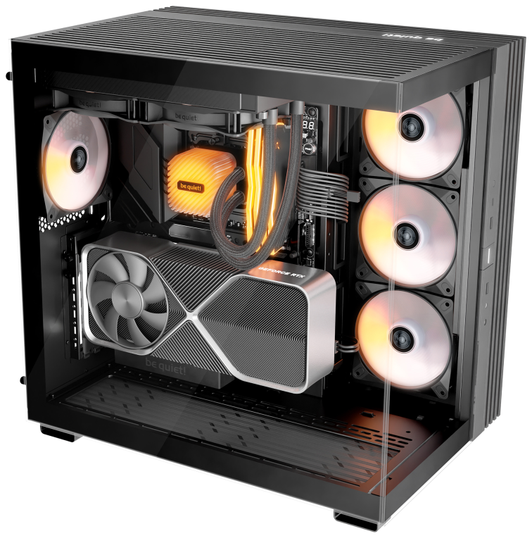 CAJA BEQUIET LIGHT BASE 600 LX ATX 4 VENTX 140MM SIN FUENTE ARGB NEGRO - detalle
