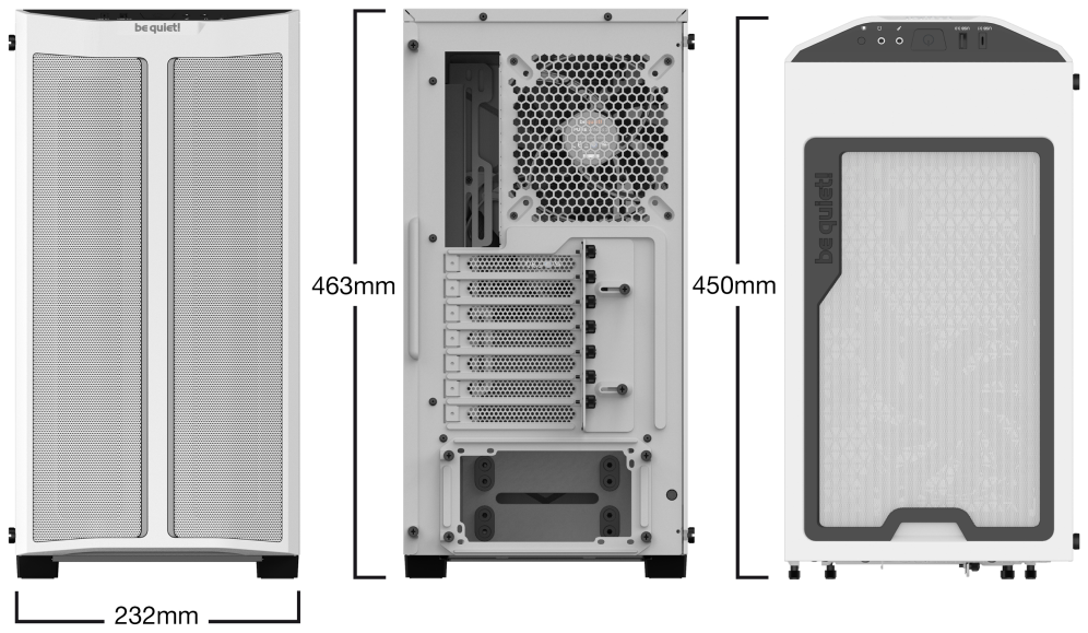 CAJA BEQUIET PURE BASE 500 DX ATX 1XUSB 3.0 1X 3.1 SIN FUENTE ARGB BLANCO - detalle