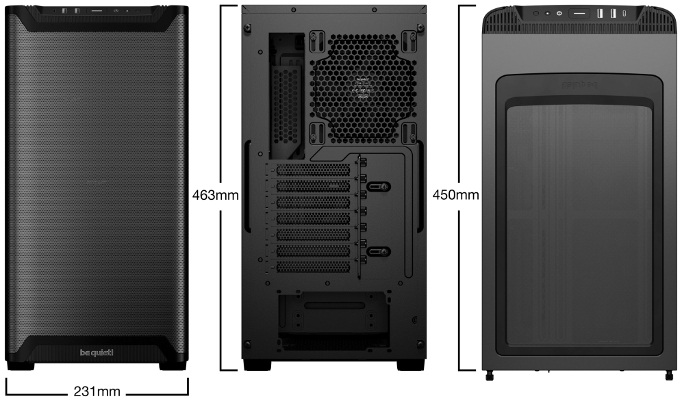CAJA BEQUIET PURE BASE AIRFLOW 501 ATX 2XVENT 140 MM S/N NEGRO - detalle