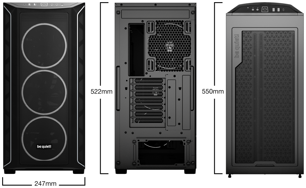 CAJA BEQUIET SHADOW BASE 800 FX E-ATX 1XUSB3.2 SIN FUENTE ARGB NEGRO - detalle