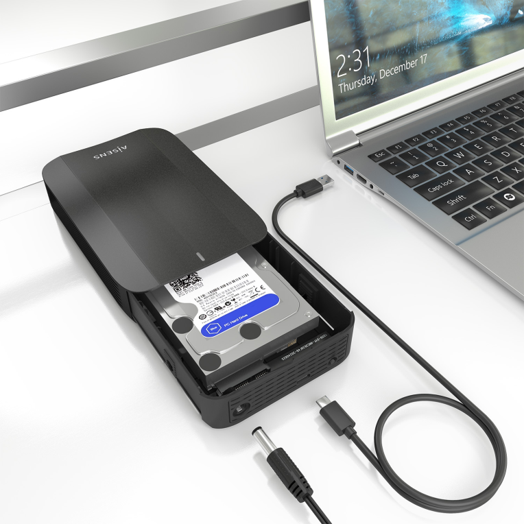 CAJA EXTERNA AISENS 3.5" SATA A USB-C USB3.1 GEN1 NEGRA - detalle