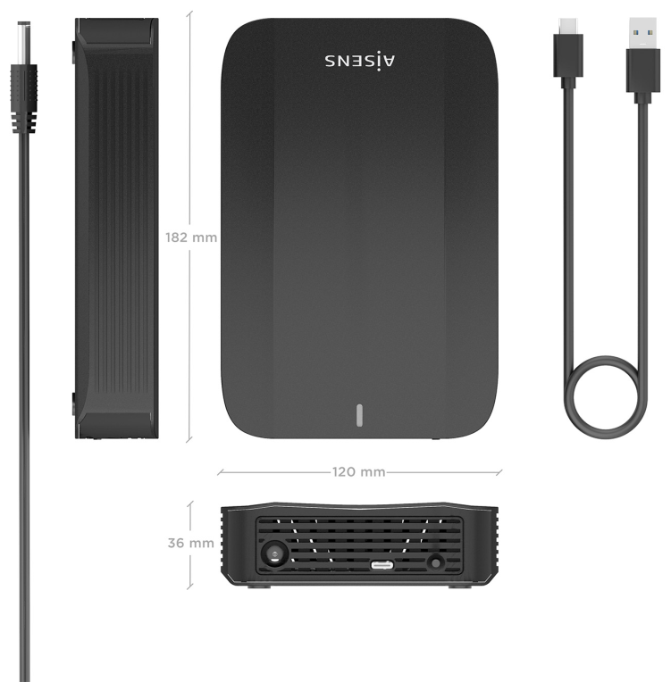 CAJA EXTERNA AISENS 3.5" SATA A USB-C USB3.1 GEN1 NEGRA - detalle