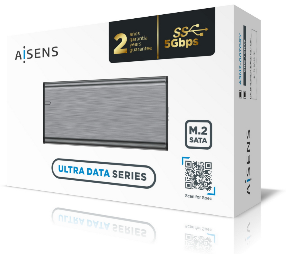 CAJA EXTERNA AISENS M.2 NGFF ASM2-007GRY SATA A USB3.1 GEN1 GRIS - detalle