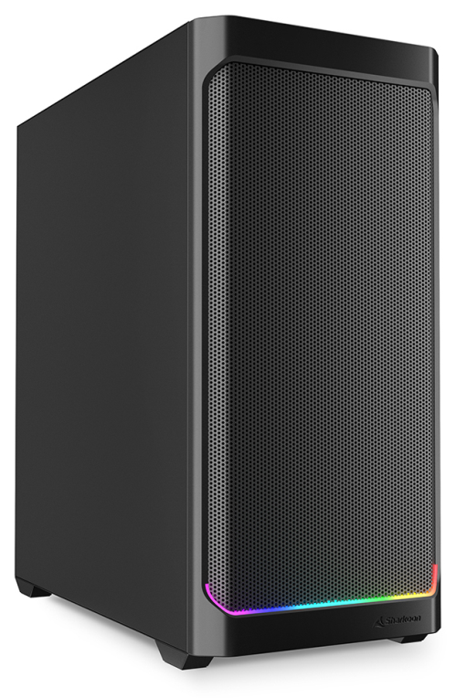 CAJA GAMING ATX SHARKOON AK4 2XVENT 120MM 3XUSB SN FUENTE NEGRO RGB STRIP