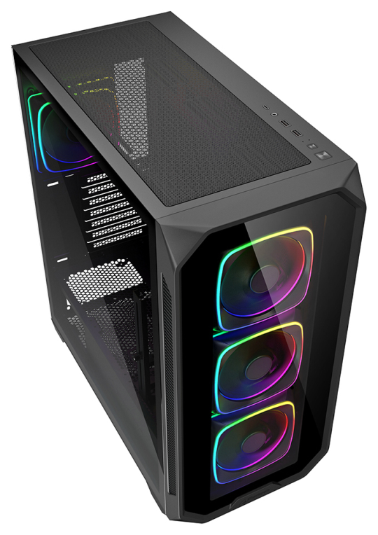 CAJA GAMING ATX SHARKOON AK5G RGB 4XVENT 120MM 3XUSB SN FUENTE NEGRO - detalle