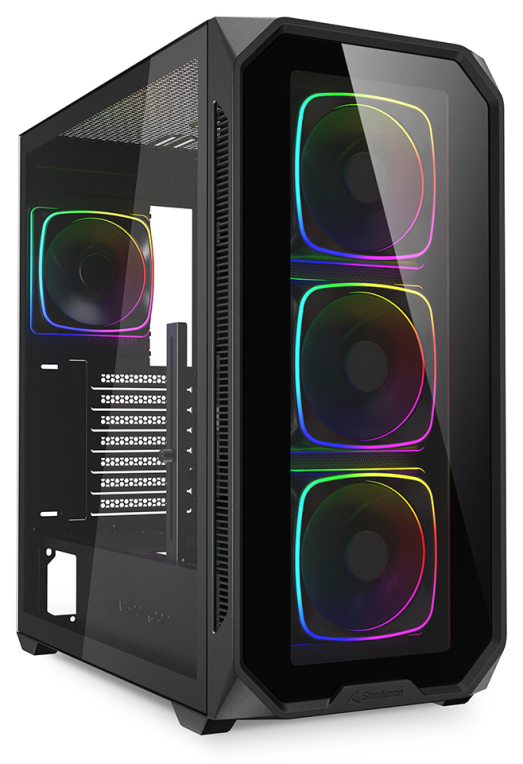 CAJA GAMING ATX SHARKOON AK5G RGB 4XVENT 120MM 3XUSB SN FUENTE NEGRO
