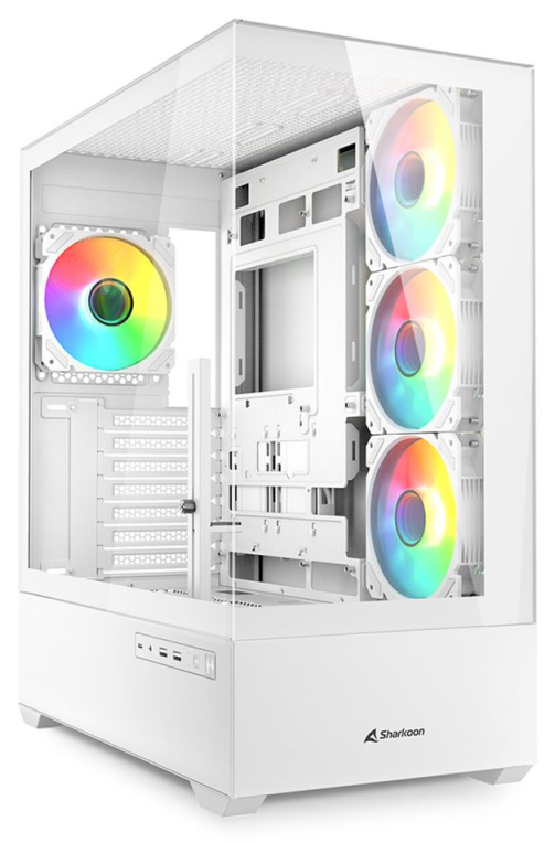 CAJA GAMING ATX SHARKOON AK6 TGV 4XVENT 120MM 2XUSB SN FUENTE BLANCO