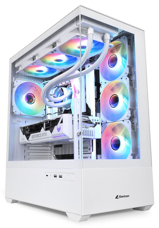 CAJA GAMING ATX SHARKOON AK6 TGV 4XVENT 120MM 2XUSB SN FUENTE BLANCO - detalle