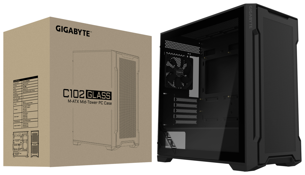 CAJA GAMING GIGABYTE C102 GLASS MATX 2XUSB3.0 C S/F NEGRO - detalle