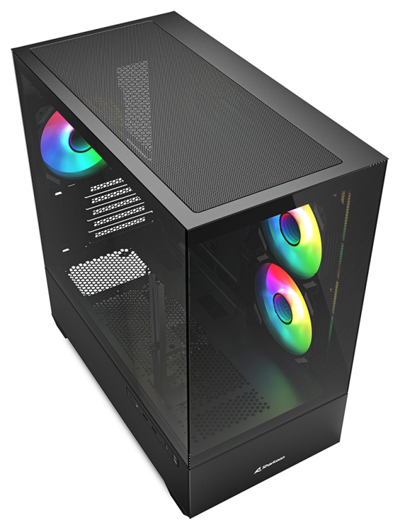 CAJA GAMING mATX SHARKOON MK6 RGB 3XVENT 120MM 2XUSB SN FUENTE NEGRO - detalle