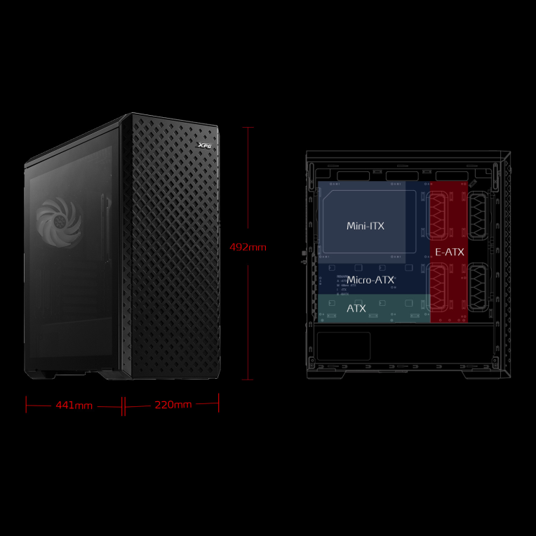 CAJA GAMING XPG DEFENDER PRO E-ATX 2XUSB SIN FUENTE ARGB NEGRO - detalle