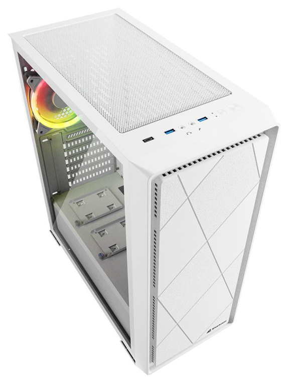 CAJA MIDI ATX SHARKOON VS8 RGB 1USB-A 1XVENT 120MM S/F FUENTE BLANCO - detalle