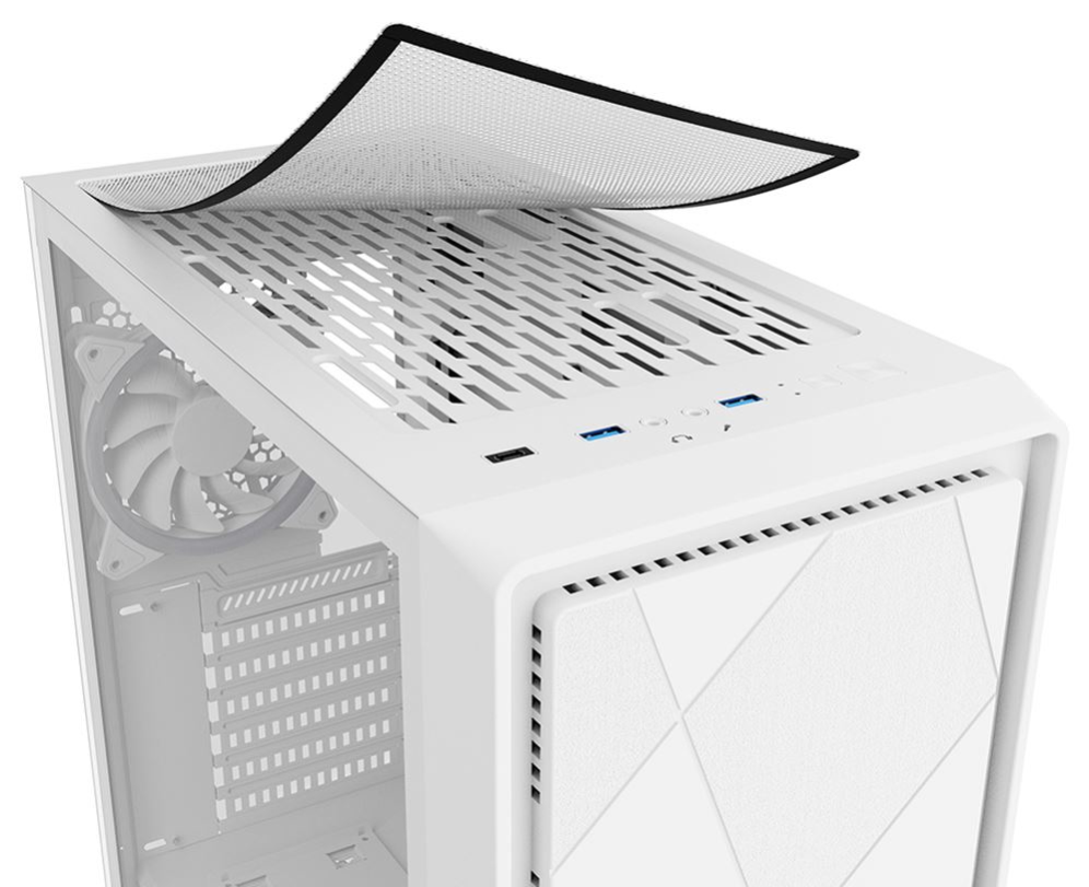 CAJA MIDI ATX SHARKOON VS8 RGB 1USB-A 1XVENT 120MM S/F FUENTE BLANCO - detalle
