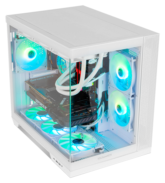 CAJA NOX HUMMER ASTRA NEO SEMITT ATX CRISTAL FRAMELESS BLANCO - detalle