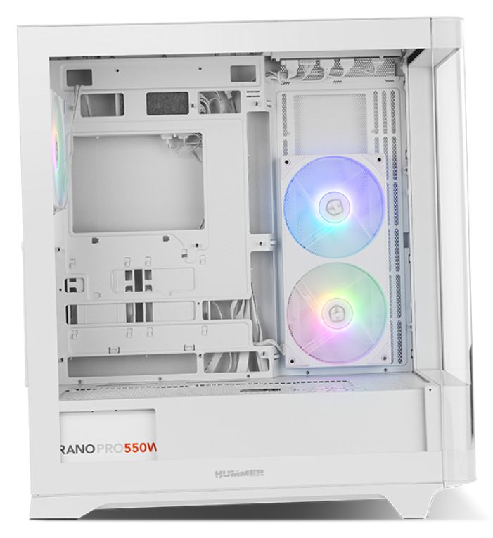 CAJA NOX HUMMER ETHER ATX SEMITORRE CRISTAL CURVO BLANCO - detalle