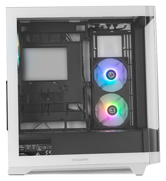 CAJA NOX HUMMER ETHER ATX SEMITORRE CRISTAL CURVO NEGRO-BLANCO - detalle