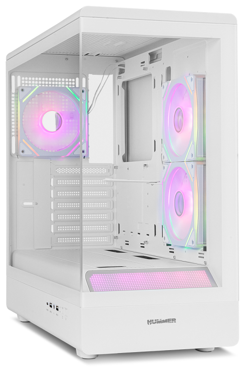 CAJA NOX SEMITORRE FRAMELESS HUMMER SIGNAL ARGB BLANCA USB TYPE C - detalle