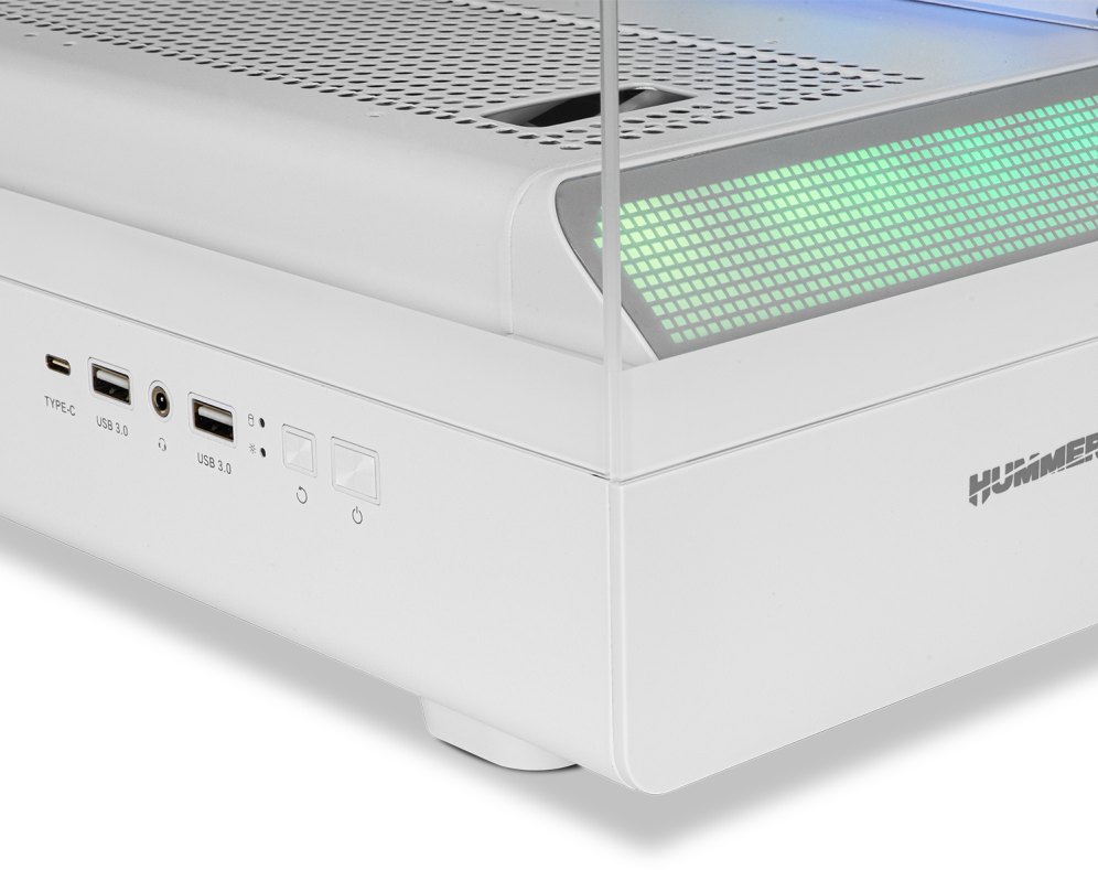 CAJA NOX SEMITORRE FRAMELESS HUMMER SIGNAL ARGB BLANCA USB TYPE C - detalle