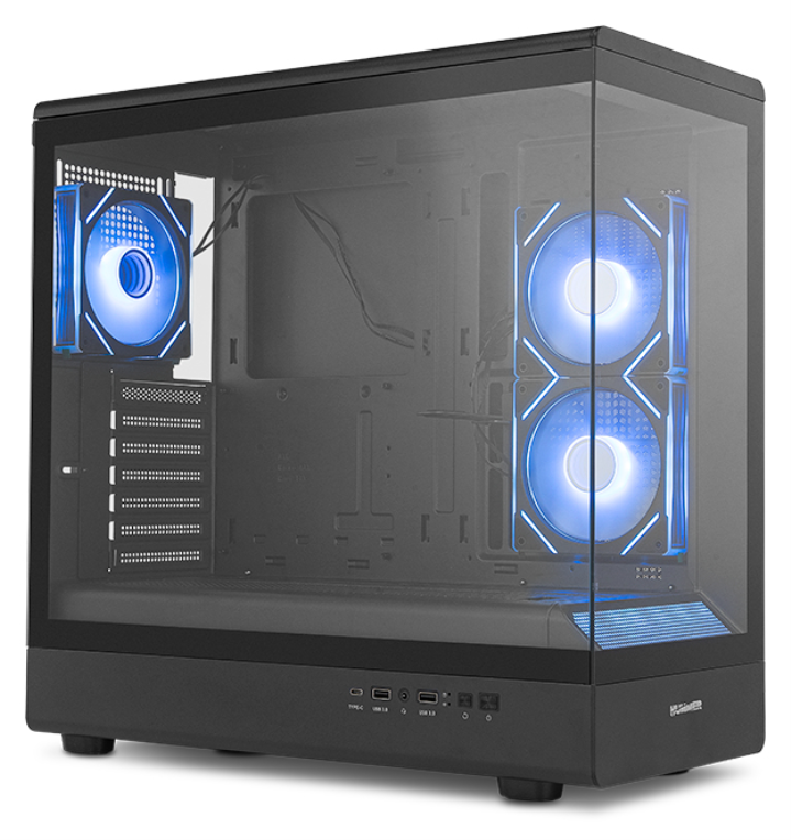 CAJA NOX SEMITORRE FRAMELESS HUMMER SIGNAL ARGB NEGRO USB TYPE C - detalle