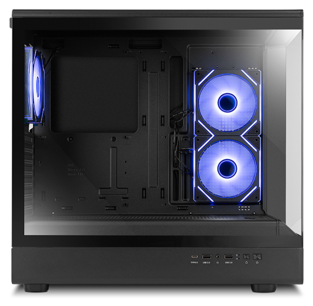 CAJA NOX SEMITORRE FRAMELESS HUMMER SIGNAL ARGB NEGRO USB TYPE C - detalle