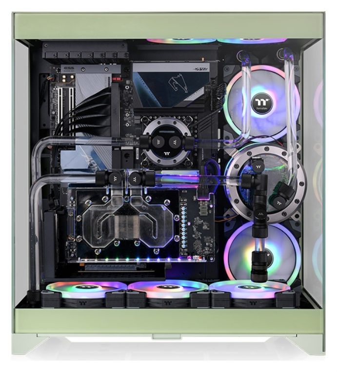 CAJA THERMALTAKE CTE E550 TG MID TOWER 2XUSB 3.0 1XUSB-C SN FUENTE VERDE MATCHA - detalle