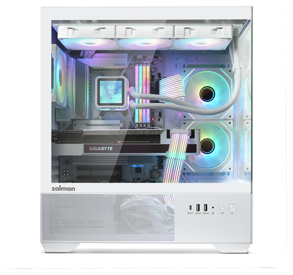 CAJA ZALMAN CHRONIX ATX 3 XVENT 120MM ARGB 1XUSB 3.0 BLANCO S/N FUENTE - detalle